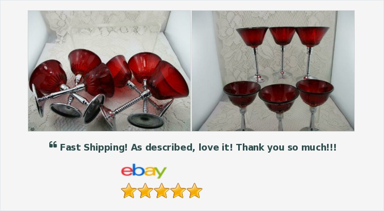 Vintage~Six 6 Ruby Red Cordials Cocktail Glasses with Metal Stems | eBay #HolidayGlasses #VintageBarware 
ebay.com/itm/Vintage-Si…