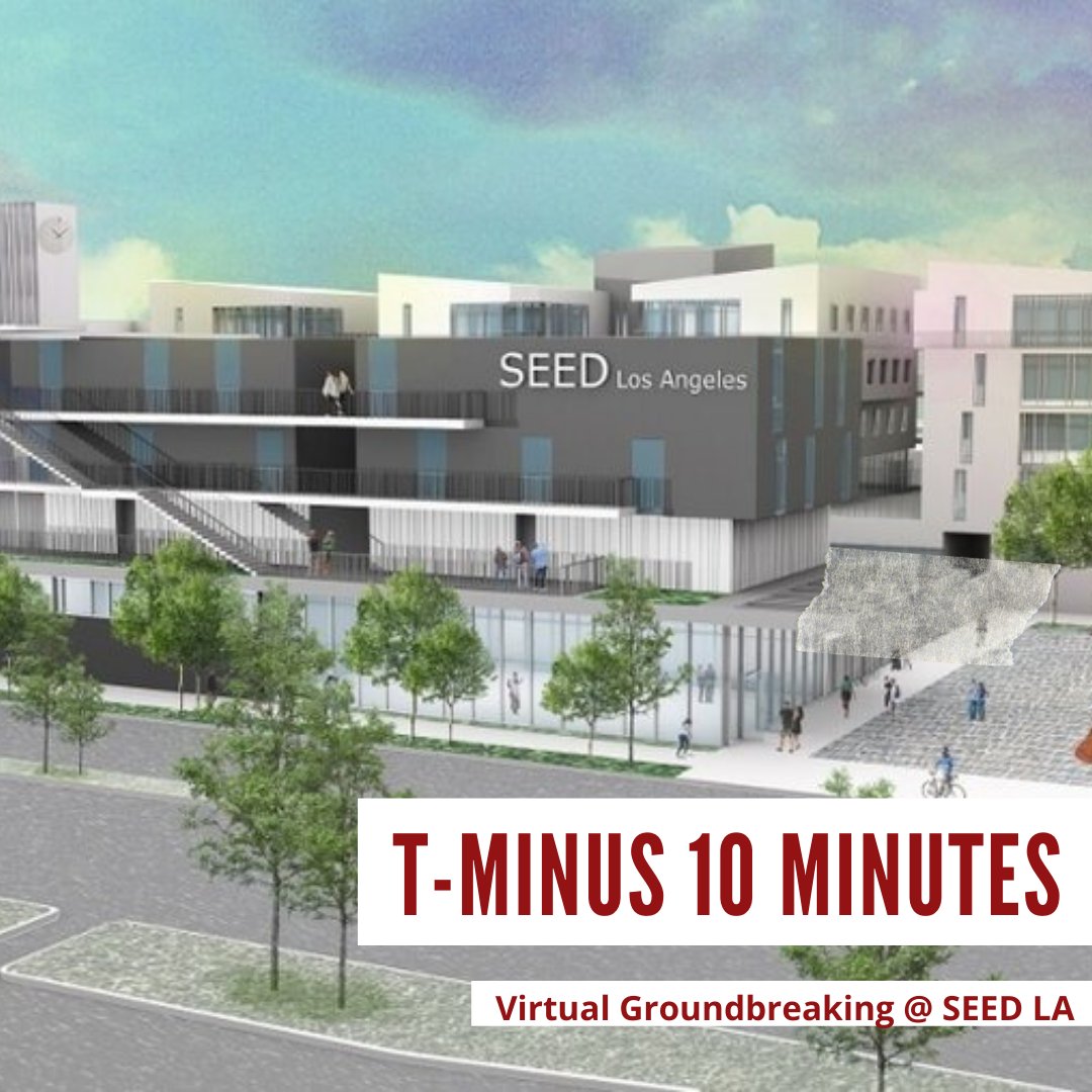 T-mins 10 minutes until our Virtual Groundbreaking Ceremony @TheSEEDSchoolLA commences! Watch the ceremony live at facebook.com/losangelesmetro on Facebook. <a href="/CountyofLA/">Los Angeles County</a>  @MayorofLA