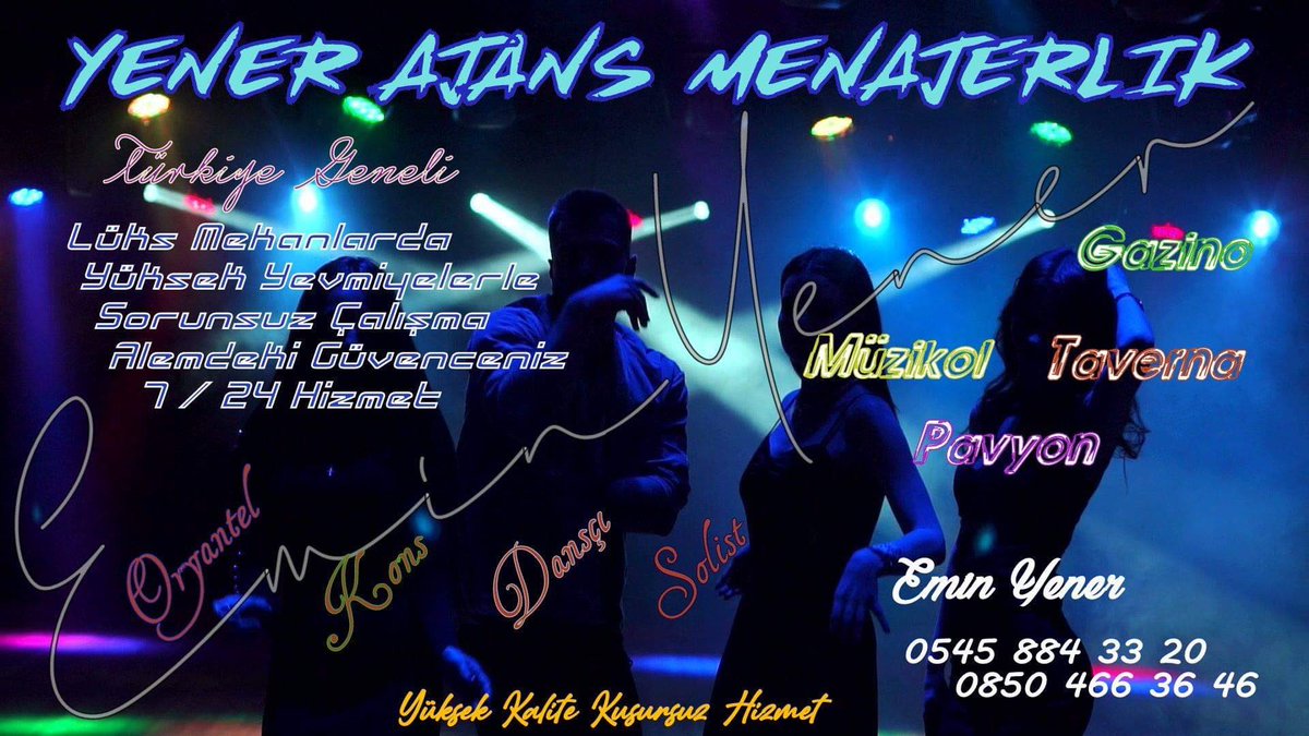 ❇️Türkiye'nin En Büyük Menajerlik Ajansı ❇️
🔷Lüks Gazinolarda 🔷
🔘500 den Başlayan Yevmiyelerle Çalışmak İçin 🔘
0545 884 33 20  📞 0850 466 36 46
  ⛔️Menajer Emin Yener ⛔️#Kons ,#Oryantel , #Solist , #Dansçı , #Gazino , #pavyon , #Müzikol , #Bar , #Yatılıiş, #GazinoMenajeri