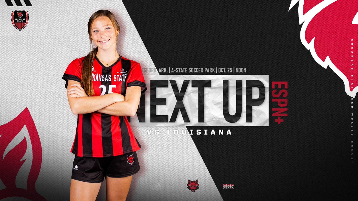 𝐍𝐄𝐗𝐓 𝐔𝐏:

▪️ Louisiana
▪️ Oct. 25
▪️ Jonesboro, Ark.
▪️ NOON
▪️ ESPN+
📈 bit.ly/3dJYyNP

#GRW