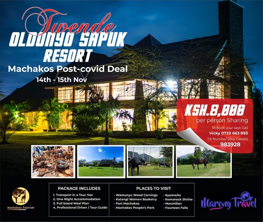 Have you been looking for that UNFORGETTABLE EXPERIENCE in Machakos? This is it. In conjunction with our partners in #hotel & #safari / #travel industry, we have come up with this IRRESISTIBLE POST #COVID TOUR PACKAGE for those willing to explore #DestinationMachakos.