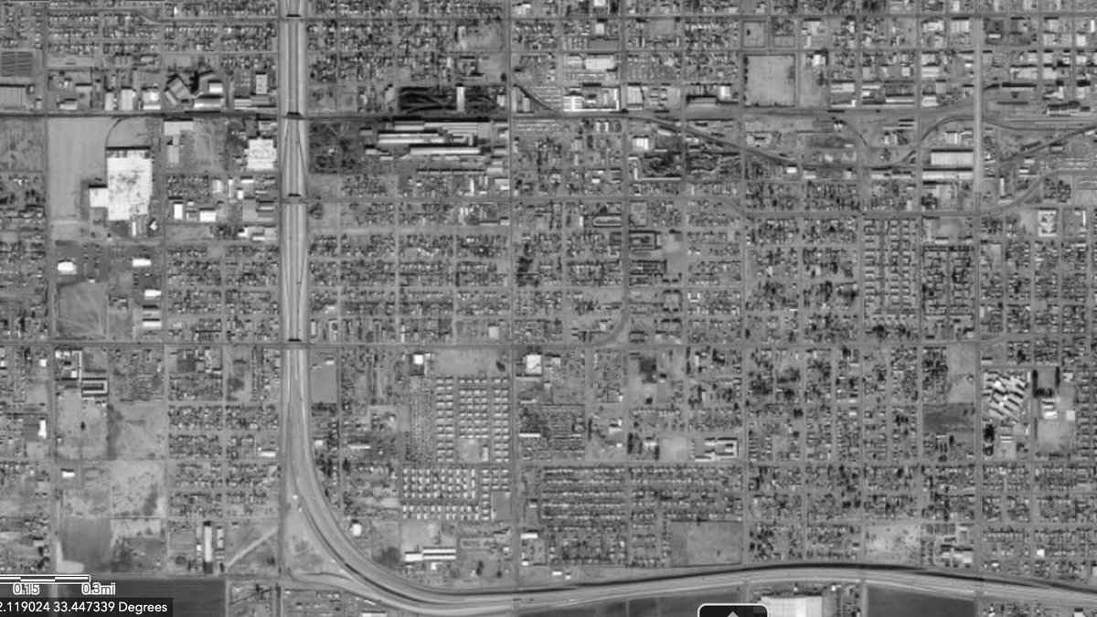 I-17 construction in south Phoenix already demolished homes and divided neighborhoods in Black and Latino communities. I couldn't find much about any neighborhood opposition, but then again they weren't given much of a say. Here are some before and after screenshots.