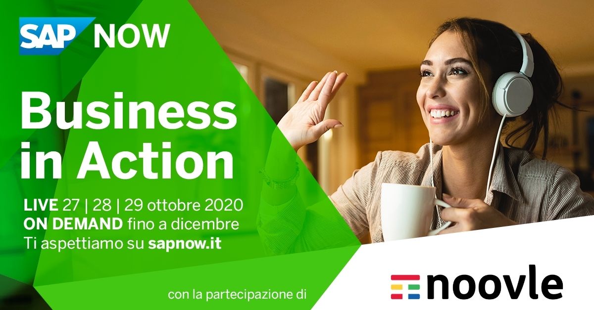Noovle_SpA's tweet photo. Il prossimo mercoledì 28 ottobre 2020 alle ore 15.20 Noovle parteciperà al #SAPnow2020 con gli speech di @olghetta e @Stewe_Bags.
Verranno approfonditi i temi della Customer Experience e della Customer Data Management con gli esperti di Noovle e @SAPItalia
https://t.co/7OaBg5NRfb https://t.co/AfgAOCAtNs