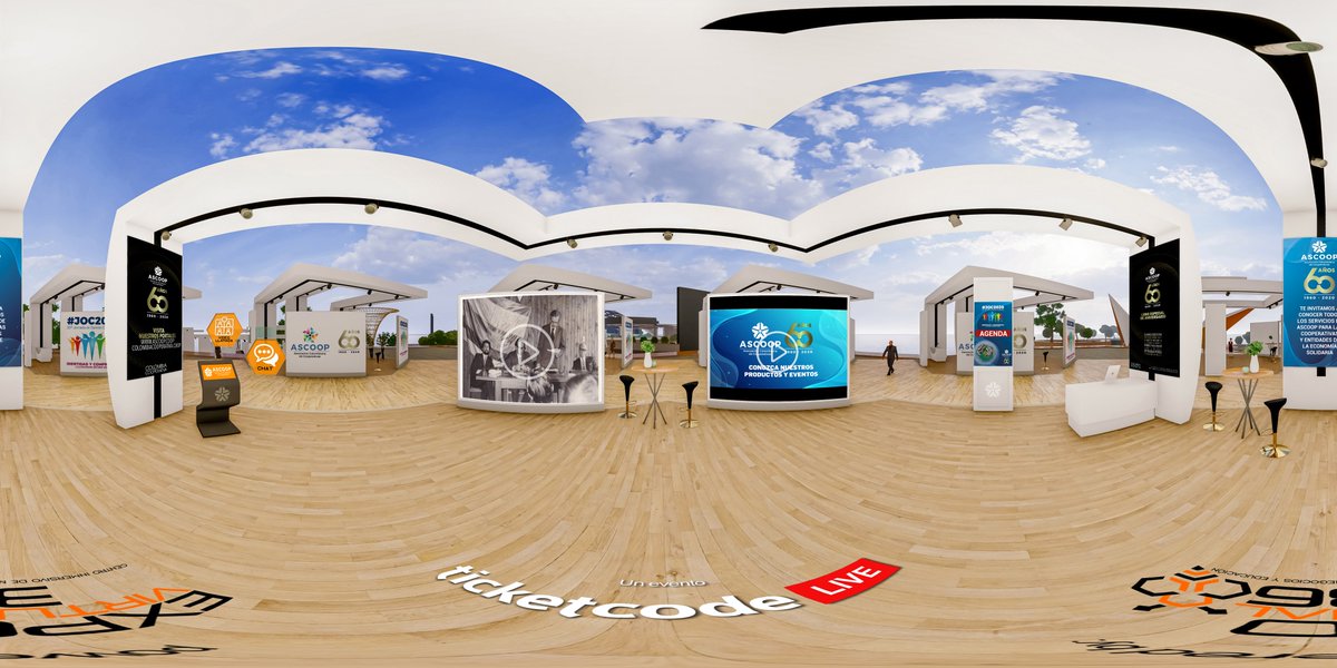 AscoopColombia's tweet image. Está increíble nuestro mundo virtual de la #JOC2020, ¿Verdad?
Hacemos posible esta experiencia interactiva gracias a @TicketCode #UnEventoTicketcodeLive
Recorre el auditorio, el lobby, la rueda de negocios y la muestra comercial, con imágenes 360° en 👉🏾 bit.ly/3dJJkbF