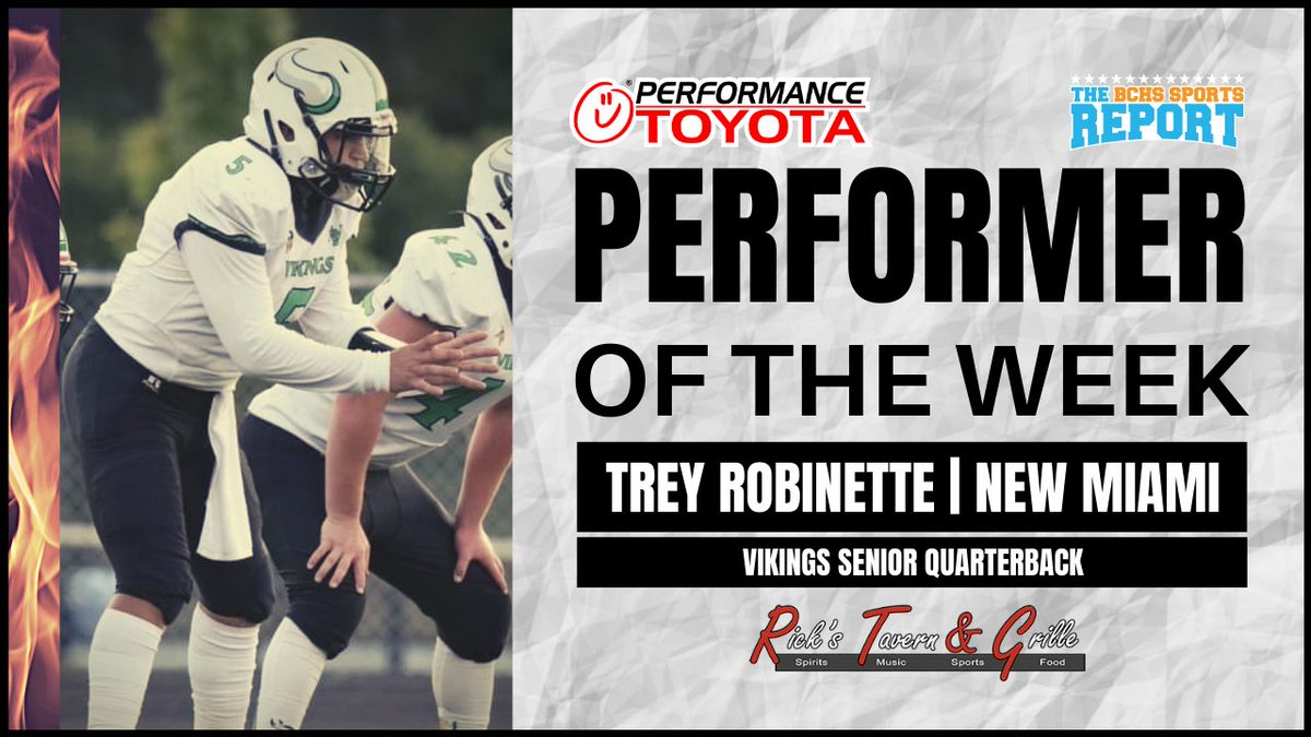 🚨 Congrats to <a href="/treyrobinette_5/">Trey Robinette</a>, who was voted last week’s <a href="/PerformToyOH/">Performance Toyota</a> 🚗 Performer of the Week! He will head to <a href="/RicksTavern/">Rick'sTavern</a> 🍔 for some good food on us! @NewMiamiOhio <a href="/hs_miami/">New Miami HS Football</a> <a href="/MiamiValleyConf/">Miami Valley Conference</a> <a href="/NMVBasketball/">New Miami HS Boys Basketball</a>
