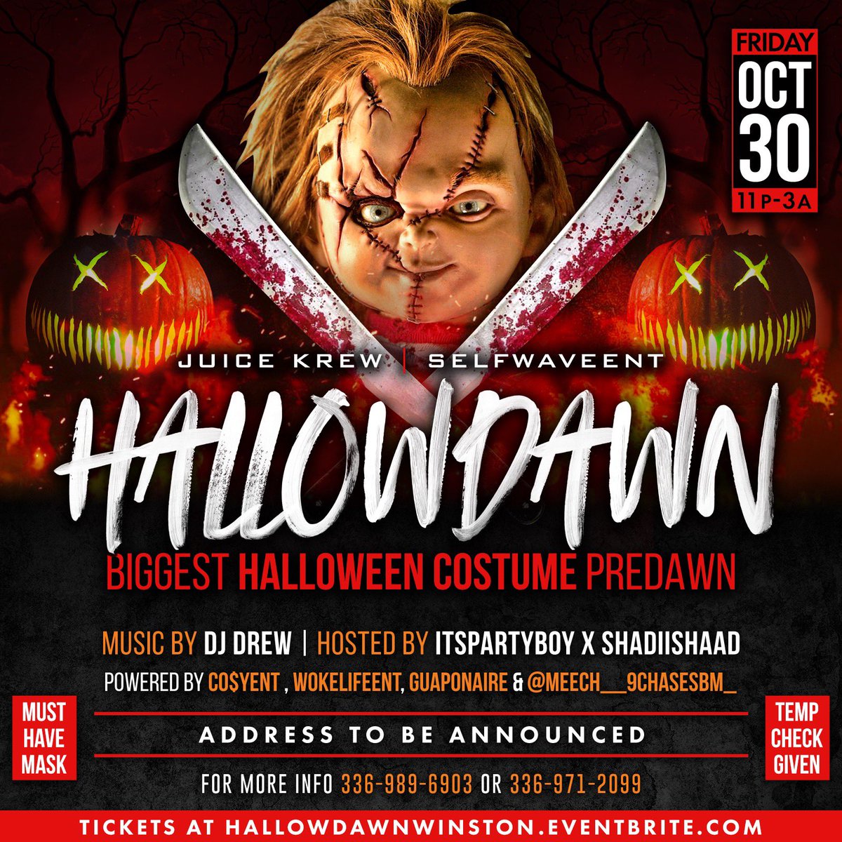 Onmyroad2_Richz's tweet image. @SelfWaveEnt HALLOWEEN TOUR
Oct 28TH: #WoodsOfTerror ⤵️
Greensboro, NC
ghoehorrorstory.eventbrite.com/?aff=NEAL&afu=…
Oct 29th: Secret Location Game Night 🤪🤫
Oct 30th: #HallowDawn ⤵️⤵️
Winston-Salem, NC
HallowDawnWinston.eventbrite.com
Oct 31st: #SpookyLinks ⤵️⤵️
Chapel Hill, NC
SpookyLinksMansion.eventbrite.com