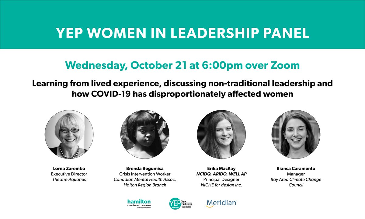 Last chance to register for our YEP Women in Leadership Panel tonight! ♀️ 

We'll be chatting about empowering female leadership and diverse voices, the power of mentorship, and COVID's disproportionate impact on women.

Hope you'll join us! hamiltonchamber.ca/events/yep-wom… #HamOnt