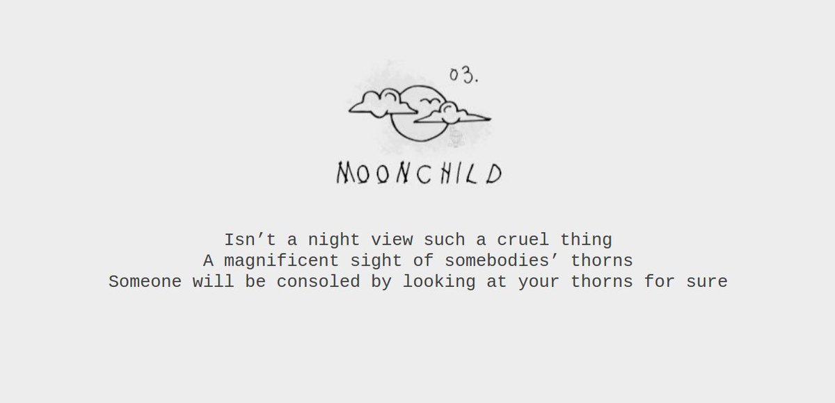 Namjoon then stops pushing and takes a step back. Here the night is synonym with vulnerability, where all our "thorns", faults, mistakes, weaknesses, come out. He calls the thorns 'magnificent' and says that we can console each other by being vulnerable with each other +