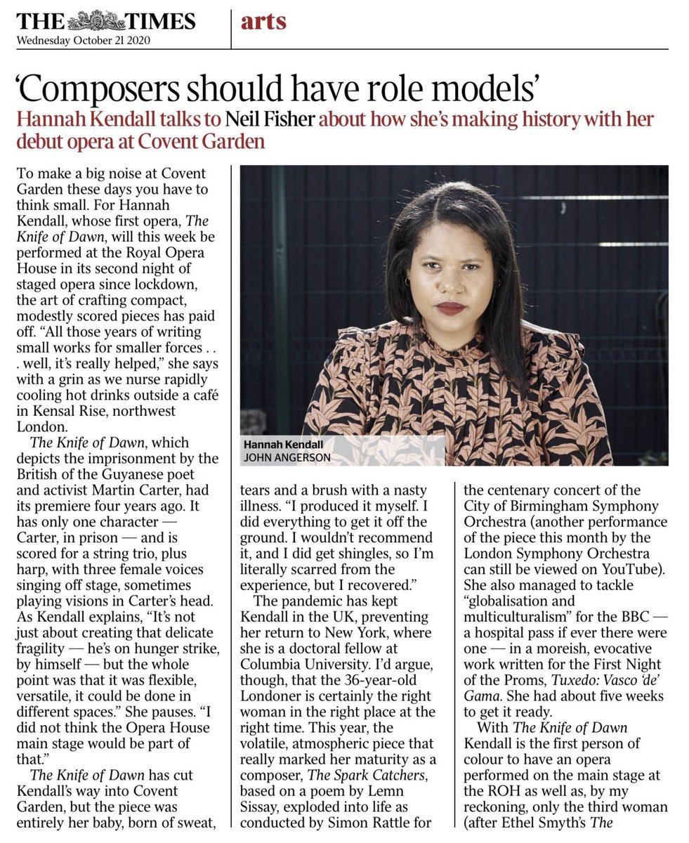 dan_kidane's tweet photo. Bravo @HannahKendall_! 👏🏾

'With the Knife of Dawn Kendall is the first person of colour to have an opera performed on the main stage at the ROH'

On a side note, can we take a moment to comprehend that staggering statement... it's 2020. Mind blown! 🤯 https://t.co/yf1P14ye91
