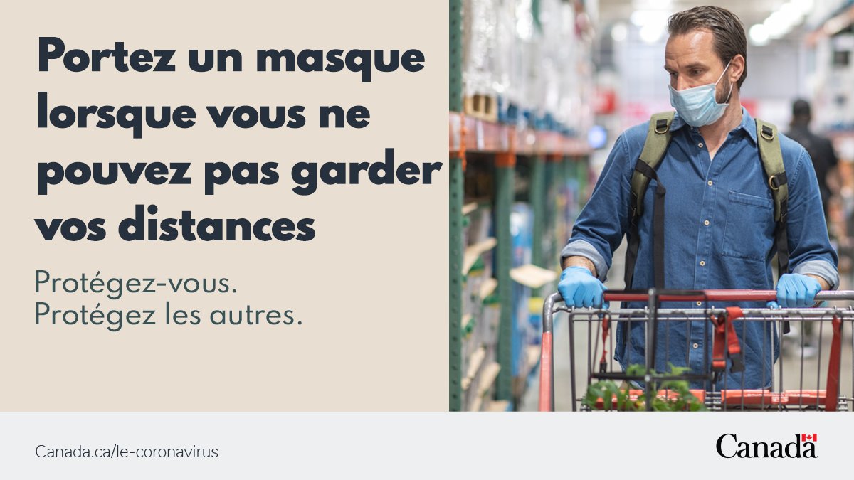 Lorsque la distanciation physique est difficile, le fait de porter un masque non médical, même si vous n’avez pas de symptômes, aide à protéger votre entourage. Pour en savoir plus sur la prévention et les risques de #COVID19 : https://t.co/OdegWJmji0
#COVIDavisé https://t.co/oYy9G8xjj5
