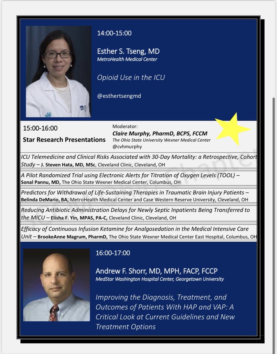 We are excited to announce the lineup for the Ohio Chapter of SCCM Virtual Symposium including @SCCMPresident @CritCATCincyMD @SHendricksonCLE @perez_protto @esthertsengmd @Mibiehl 

Join us Friday at 12pm EST! Instructions and details below: