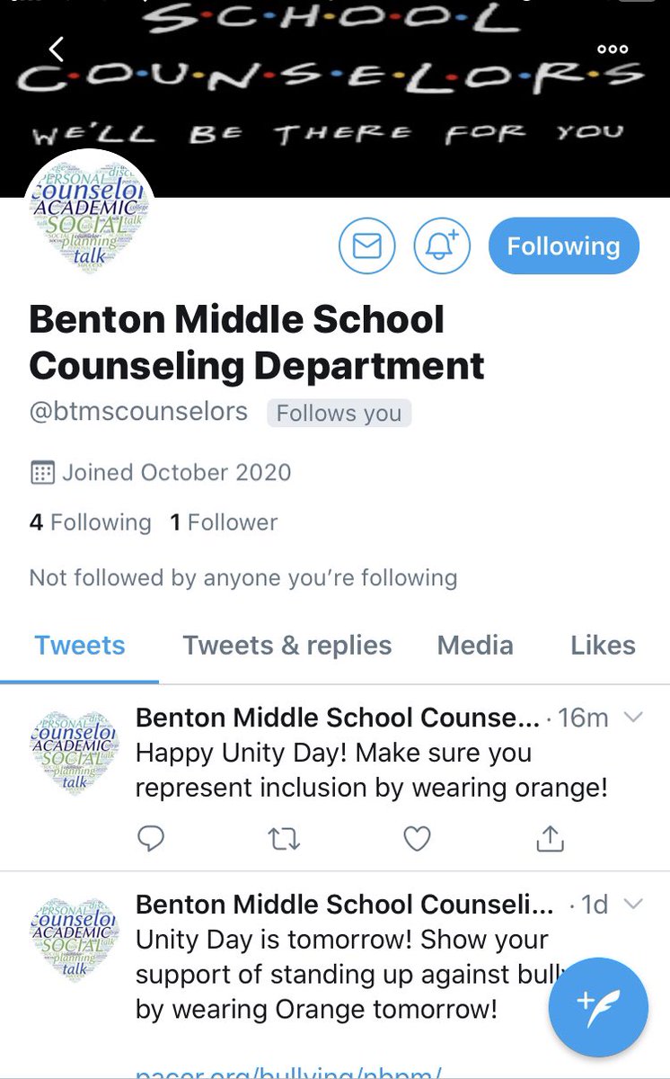 Show our awesome Counseling Department at Benton some love and follow them on Twitter! <a href="/btmscounselors/">Benton Middle School Counseling Department</a>