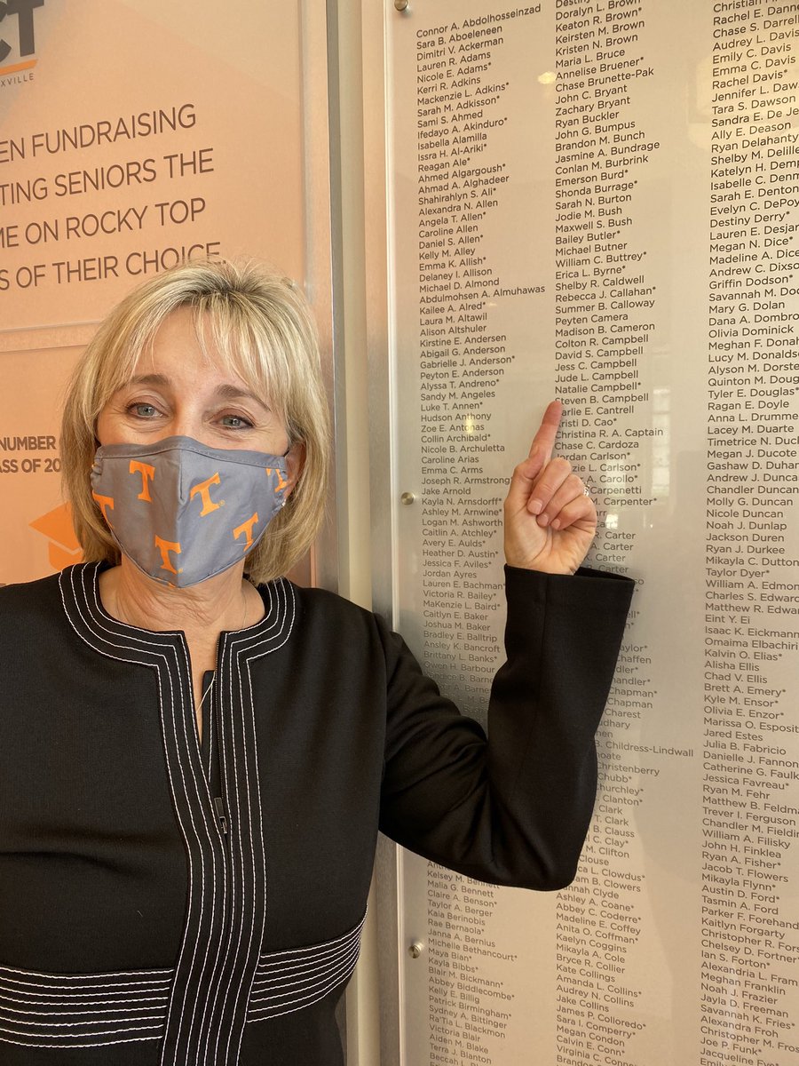 Just unveiled the senior impact giving wall in the Student Union. Amazing to see the impact that our Class of 2020 made. Every year, the wall will be updated. I even spotted former <a href="/UTKSGA/">Student Government Association</a>  President Natalie Campbell’s name. Thanks to our <a href="/tennalum/">UT Knoxville Alumni</a> staff for making this happen!