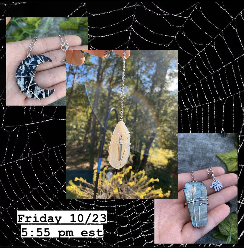 Spooky crystal necklaces this Friday at 5:55 pm est  ~~ if you wanna be reminded tap on my story countdown on Instagram (lavenderandlove3) or turn on post notifications 