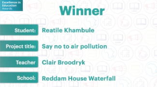 iSchoolAfrica's tweet photo. The winner of the video #SaveMyPlanet Grade 0 - 3 category is Reatile Khambule from @RHWE_ZA, Well done Reatile!
#EiE2020 @iStoreZA @ThinkAheadZA https://t.co/yRSjKYr7Go