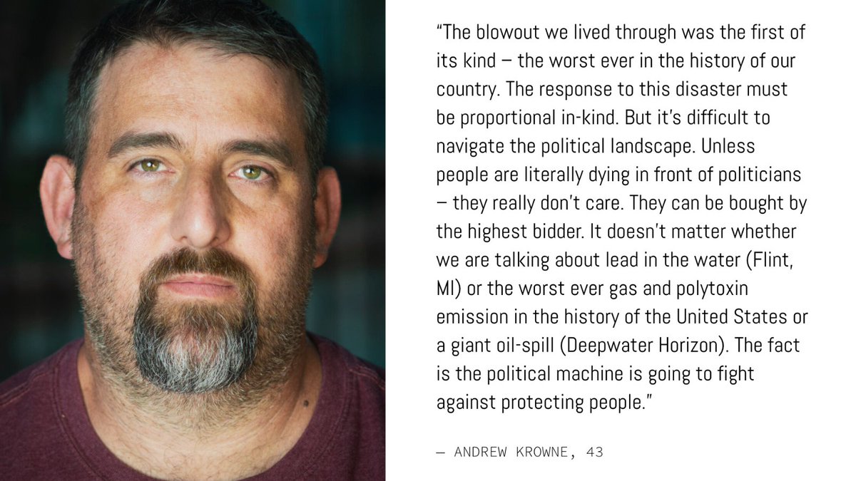 “The blowout we lived through was the first of its kind – the worst ever in the history of our country. Unless people are literally dying in front of politicians – they really don’t care," Andrew Krowne, father of 5.  @GavinNewsom  #ShutAlisoDown.  http://alisostories.com  (2/6)