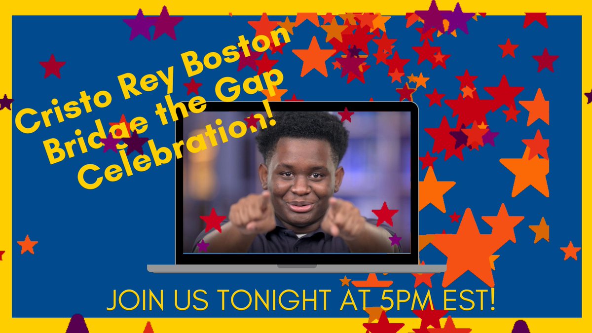 cristoreyboston's tweet photo. Join us TONIGHT at 5PM EST for our Bridge the Gap Celebration and hear from our students, faculty, staff, &amp; CWSP supervisors. Thank you to all of our generous donors and sponsors! https://t.co/11aPB3pxZp 
#bridgethegap #gratitude #thankyou @bostoncatholic @CristoRey @BONDbuild https://t.co/NK40Alcm4Z