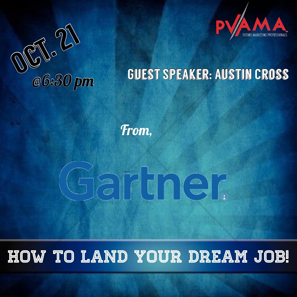 pvu_ama's tweet photo. Today we will be hosting a “How To Land Your Dream Job” with Gartner a global research and advisory firm they will be discussing how to land your dream job AND internship opportunities with them. You don’t want to miss this! Dm for details https://t.co/igQv2FqppR