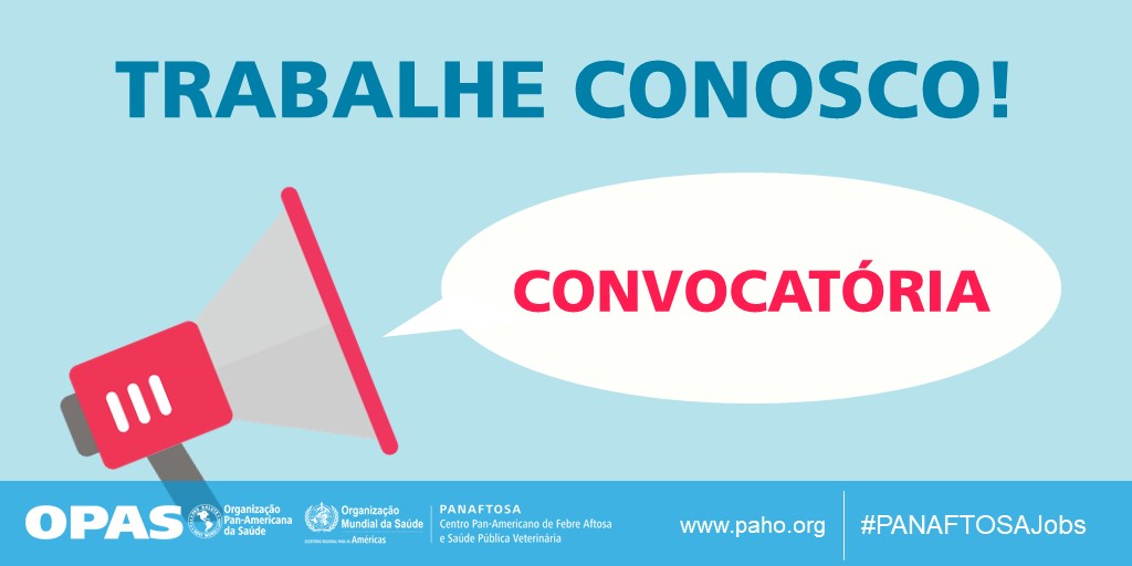 ⚠️Oportunidade de emprego em PANAFTOSA:
 "Consultor NPC para o Laboratório de Referência"
Nos ajude a divulgar, compartilhe! 
👉bit.ly/2TgD4Pg