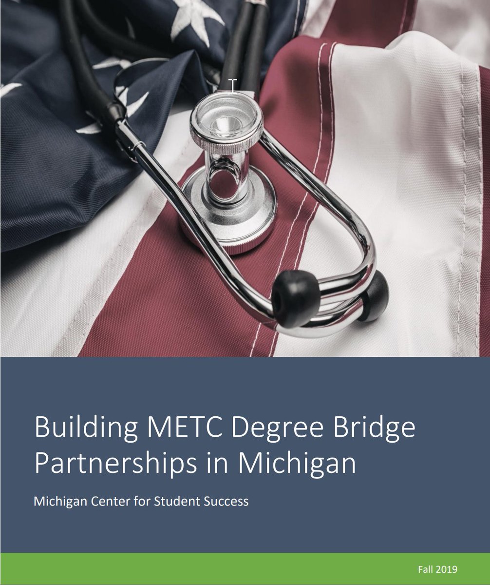 MCCACSS's tweet photo. A5: Our report on METC degree bridge partnerships helps @MIColleges build streamlined pathways for veterans. Read it at https://t.co/1IOQ8LU4mS https://t.co/kkR9iX0Yb9