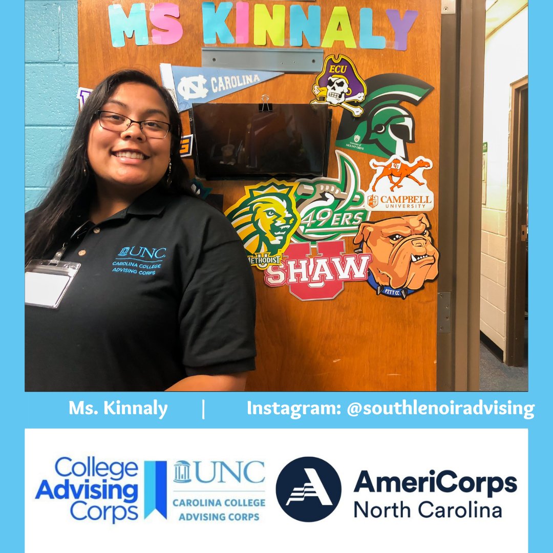 Meet Ms. Kinnaly at South Lenoir High School in Lenoir County 

Looking Towards the Future: “I'm looking forward to being in this role, connecting with my students and increasing college access!”