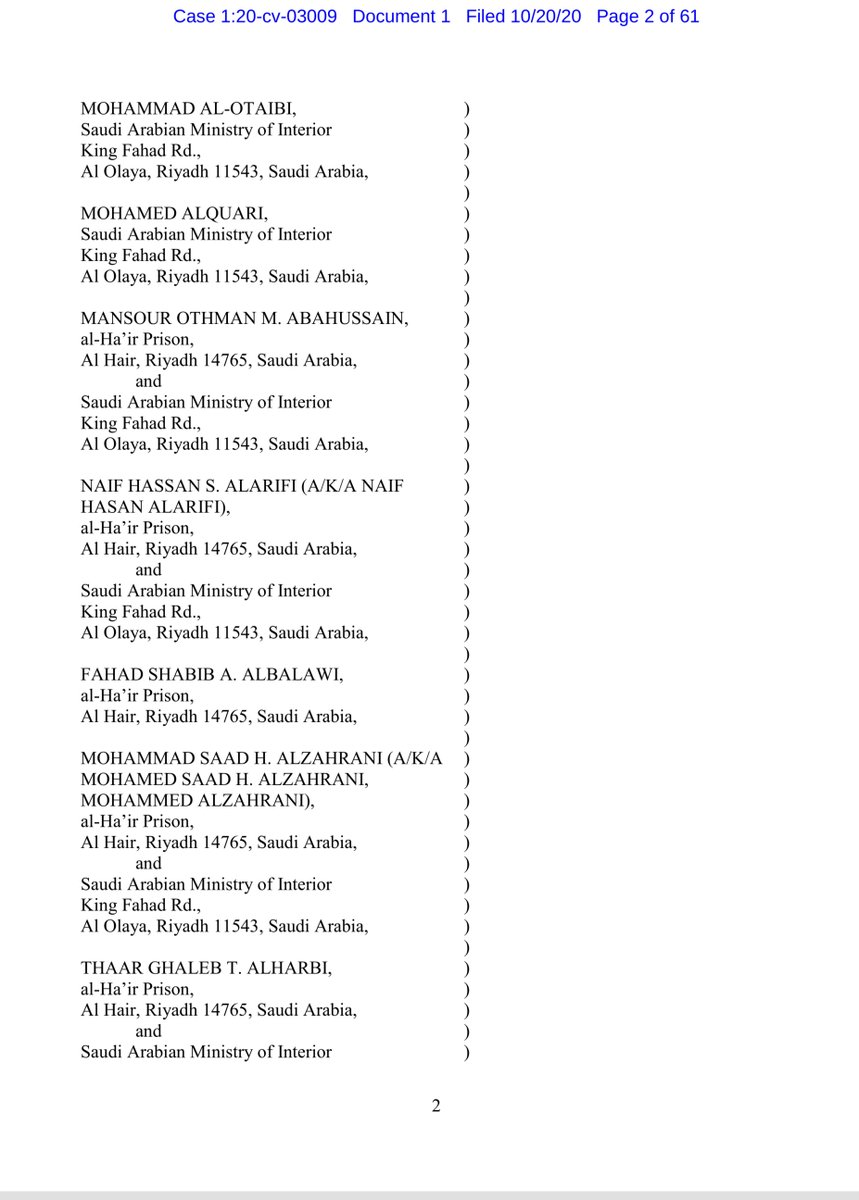 ”carried out pursuant to a directive of Defendant Mohammed bin Salman... Defendants saw Mr. Khashoggi’s actions in the United States as an existential threat to their pecuniary.. conspired to commit the heinous acts that are the subject of this suit” https://ecf.dcd.uscourts.gov/doc1/04518117327