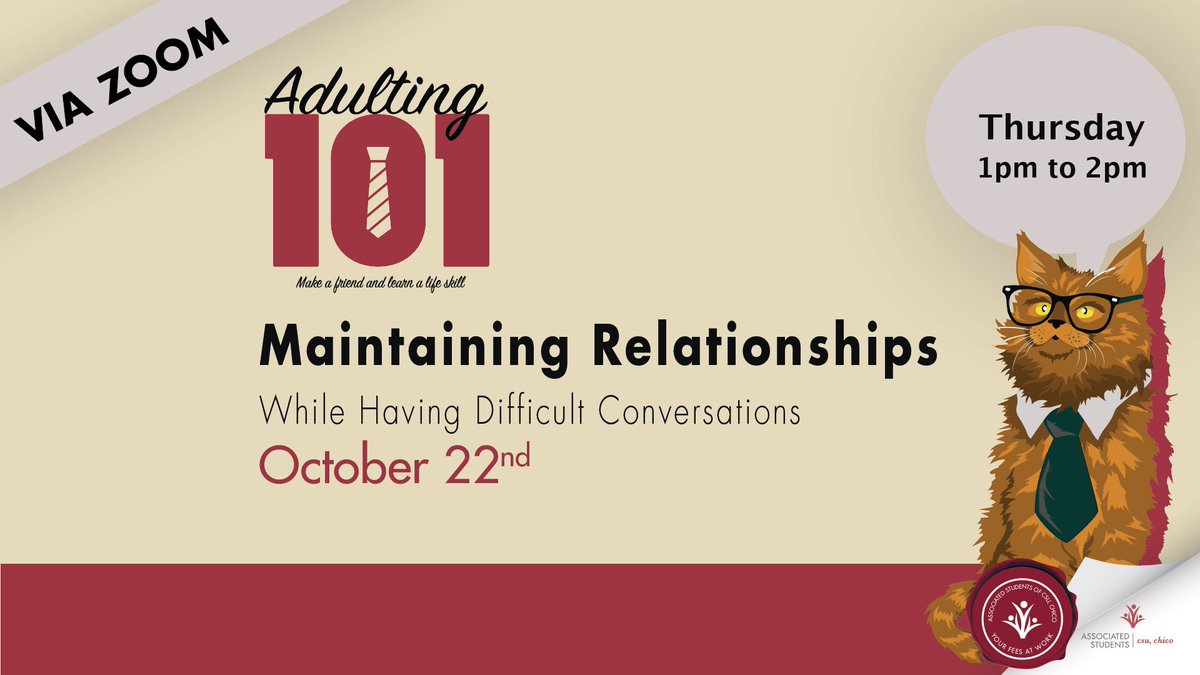 #Adulting101: Maintaining Relationships While Having Difficult Conversations. This Thursday at 1 PM.

Different viewpoints are what make us all unique, but it can cause challenges in our relationships. Join us as we discuss how you can best navigate these conversations in 2020.