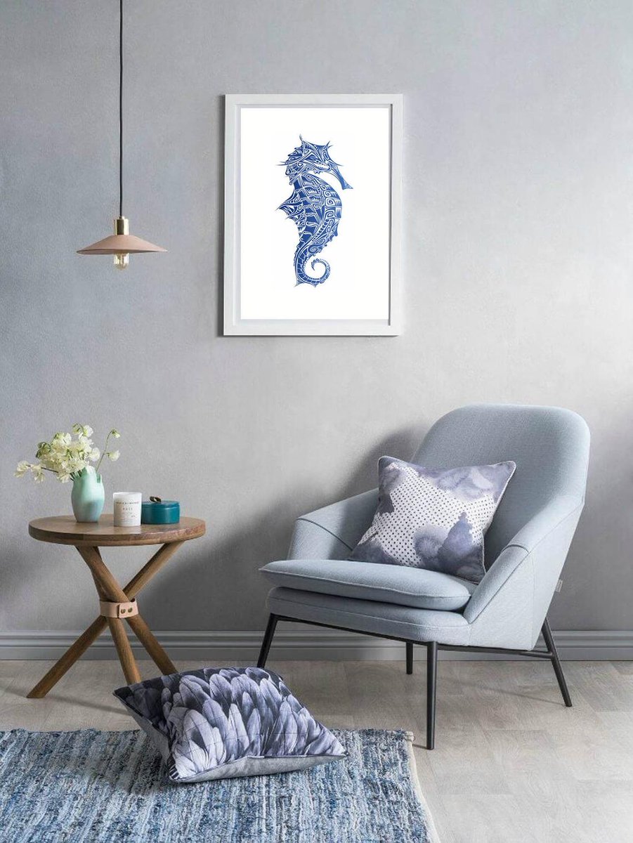 Stylized seahorse, a cute nautical print. https://t.co/b2wvPR0uzr #seahorse #ocean #nautical #beachhouse https://t.co/HXSUey1cWH