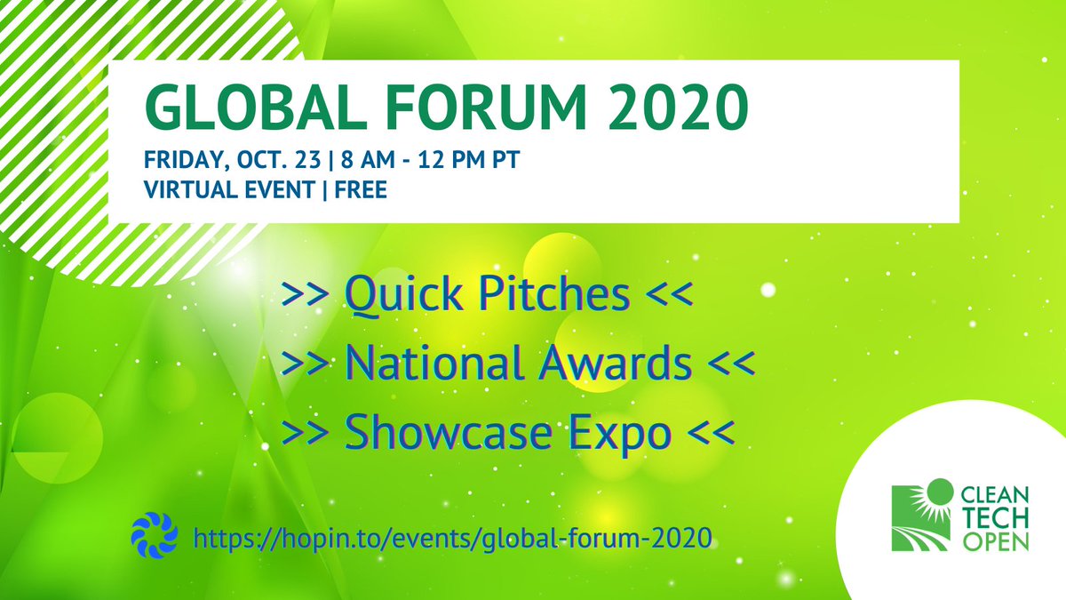 Cleantech Open (@cleantechopen) on Twitter photo That's wrap on the pitches - well done to all the finalists! <a href="/aeromutable/">Aeromutable</a> <a href="/CLIP_bike/">CLIP</a> <a href="/CoreshellTech/">Coreshell Technologies</a> @enzincinc <a href="/oceanmotiontech/">Ocean Motion Technologies</a> <a href="/polycarbin/">Polycarbin</a> - the winner will be revealed at the #CTOGlobalForum on Friday! hopin.to/events/global-… That's wrap on the pitches - well done to all the finalists! <a href="/aeromutable/">Aeromutable</a> <a href="/CLIP_bike/">CLIP</a> <a href="/CoreshellTech/">Coreshell Technologies</a> @enzincinc <a href="/oceanmotiontech/">Ocean Motion Technologies</a> <a href="/polycarbin/">Polycarbin</a> - the winner will be revealed at the #CTOGlobalForum on Friday! hopin.to/events/global-…