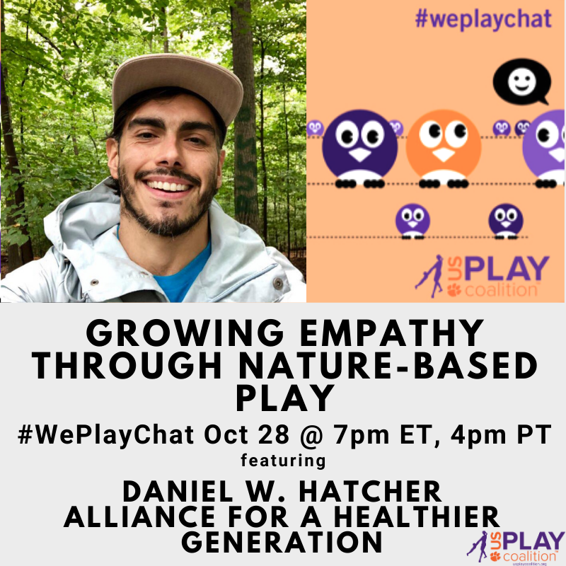 HealthierGen's tweet photo. Join @hatchdw and @USPlayCoalition on Wednesday, October 28 at 7:00 pm ET for #WePlayChat to discuss ways to grow empathy through nature-based play. Learn more: https://t.co/M44Ornlq1l https://t.co/rBWdVpCh5X