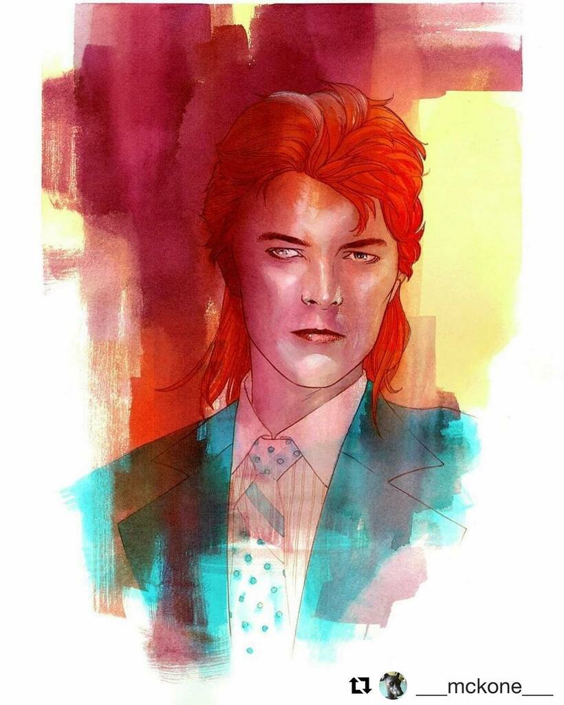 New art from @___mckone___ :
・・・
David Bowie 

All 99 of these busts will be on sale next Wednesday at 12.00PM PTZ at ift.tt/2FRYgrI

#davidbowie #watercolor #99orbust #mckone instagr.am/p/CGnRH6Bhic4/