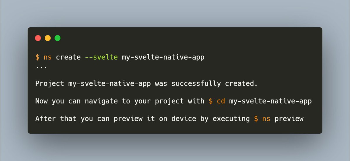Svelte Native is now supported by NativeScript's cli! A new project is as easy as `ns create --svelte my-app` I am really enjoying the progress NativeScript is making at its new home.