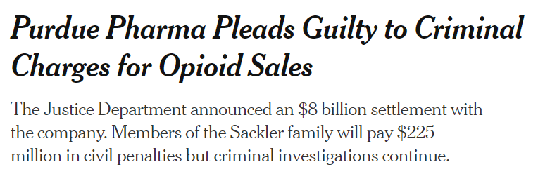 PykeA's tweet photo. DOJ: you knowingly perpetrated crimes that ruined untolds millions of lives, all in order to get rich
THE SACKLERS: yeahhhh that one's on us. my bad. how much of the fortune do you want to let this go?
DOJ: one point seven percent.
THE SACKLERS: .....word? https://t.co/b8uSd1LLqE