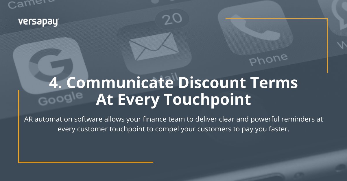Versapay's tweet image. Compelling reminders are effective for helping your finance team better account for customer sales discounts.

Check out our blog to learn how else AR automation will improve the way your finance team manages sales discounts: versapay.com/blog/the-bette…

#Accountingblog #fintech