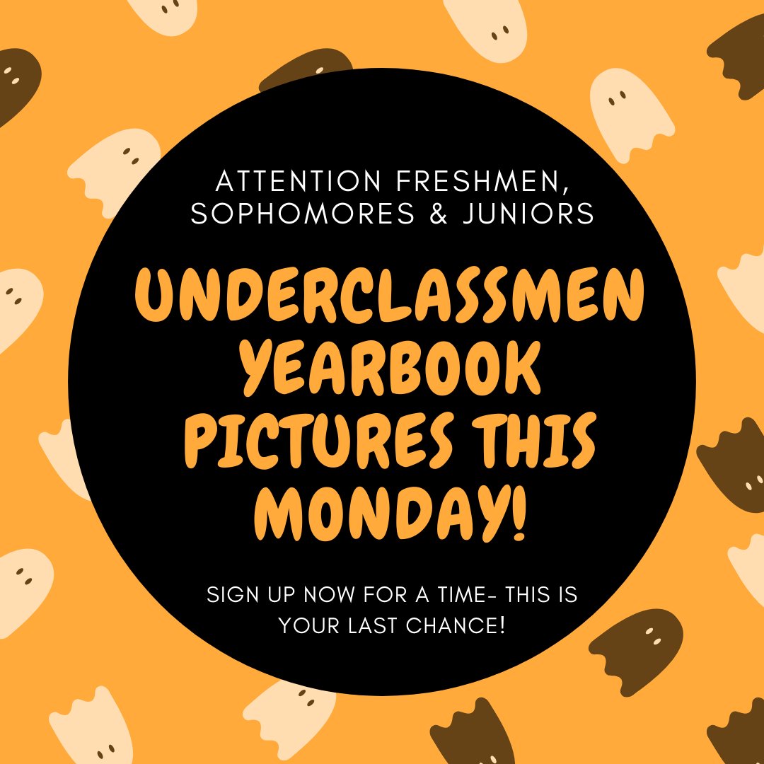 Monday is the LAST DAY for underclassmen pictures and retakes. If you have not gotten your picture taken yet, or need a retake, sign  for a  time here: pickatime.com/vosphoto/rockr…