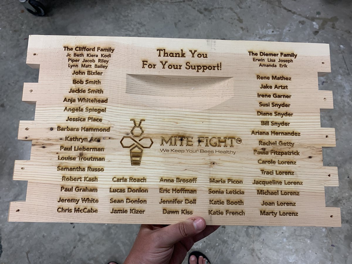 ESU_G3D_Lab's tweet photo. Not only does the G3D Lab have 3d printers it also has a laser cutter! Here are some engravings on a beehive for a local business, Mite Fight.

#g3d #3Ddesign #artdesign #3d #art #esu #esuart #lasercutting #engraving https://t.co/R1UHVbLFUt