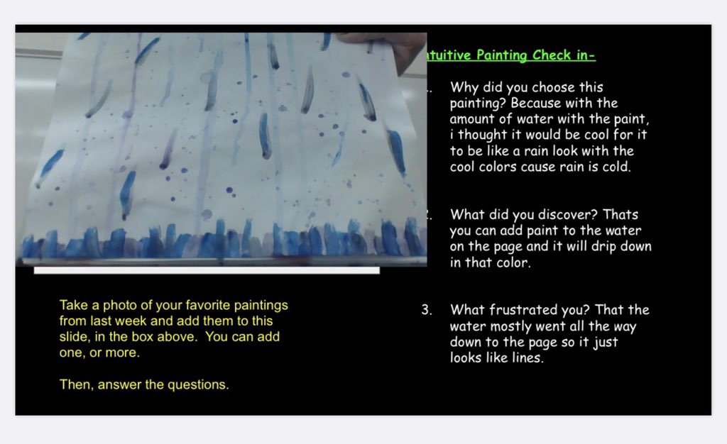 Experimentation using paint to create mindful/intuitive art. Students reflected on their artistic processes &amp; thinking. @NSMSVikings <a href="/NSMSVikingsAP/">NMSBlazersAP</a> <a href="/NSArts1/">North Shore Fine & Performing Arts</a> @PeterGiarrizzo <a href="/drzublionis/">Chris Zublionis, Ed. D.</a>
