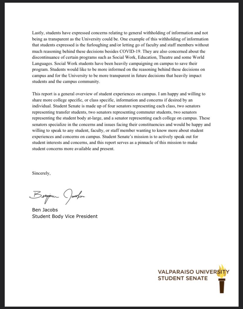 Valpo Student Senate tweet media