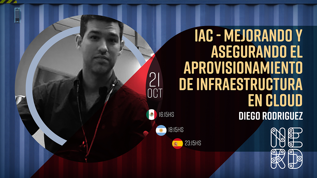 nerdearla's tweet photo. ⏰En 5 minutos te espera en el #ContainerAzul Diego Rodriguez de @Accenture_AR, con “IaC - mejorando y asegurando el aprovisionamiento de Infraestructura en Cloud”. ¡No te pierdas esta charla que va a estar muy copada! https://t.co/TM0KmkbNIC💪#nerdearla #DevOps https://t.co/5Gji1LlnK2