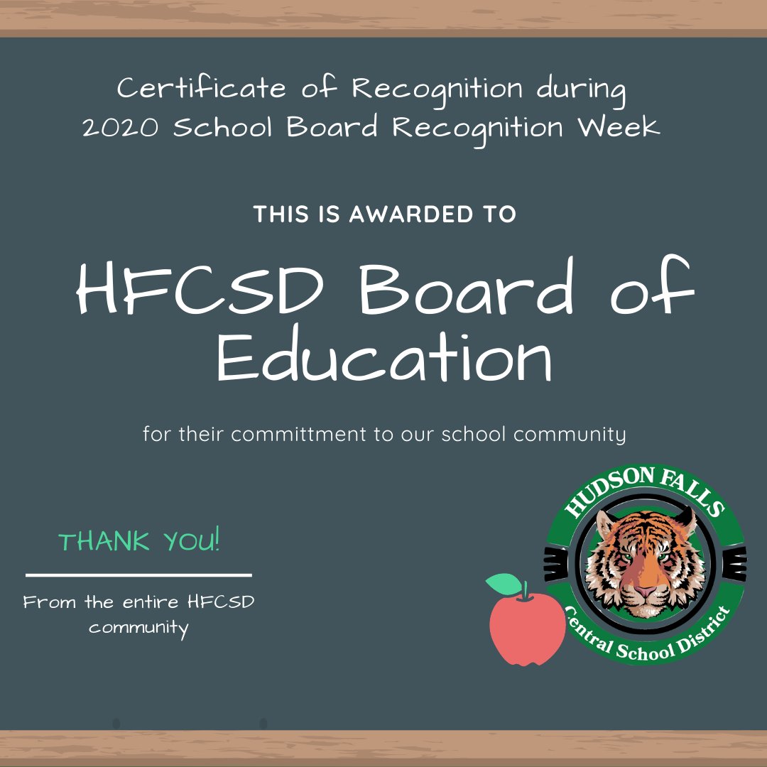 HudsonFallsCSD's tweet photo. In honor of #schoolboardrecognitionweek, we would like to thank the HFCSD Board of Education for their ongoing commitment to our students! #HFTigerPride #HFTigerStrong https://t.co/EpRuE4HmGJ