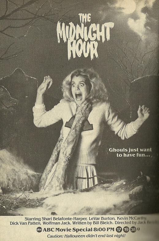 THE MIDNIGHT HOUR debuted on November 1st. Yep, the day AFTER Halloween (check out the ad's tagline), in 1985. I was six years old, and out-of-my-mind excited to watch it. ABC had been running trailers for all of October, and newspaper ads were hyping it like mad. <2/12>