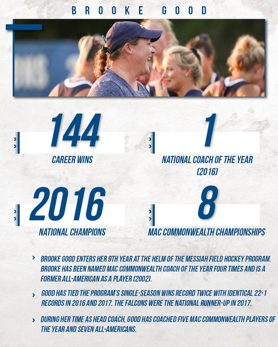 MessiahSports's tweet photo. This week on #GetToKnowMessiah, we highlight #MessiahFH head coach Brooke Good! #GoMessiah https://t.co/i13l1vFd9j