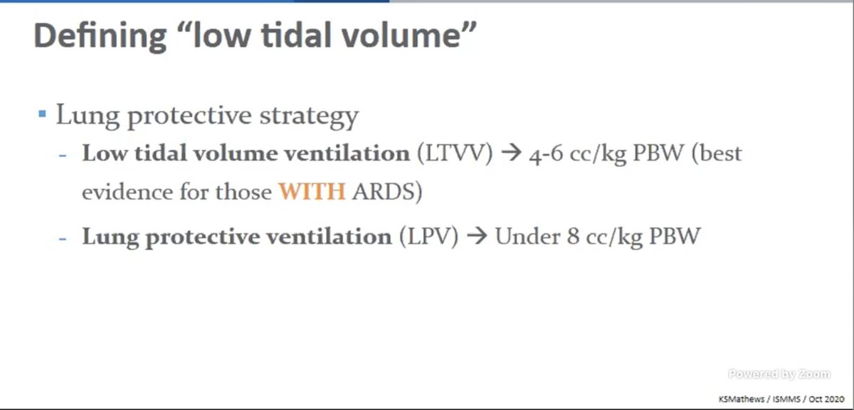 Dr. Mathews: ARMA supported LTVV in ARDS with significantly improved mortality. LTVV has been since found to be beneficial in non ARDS situations.  #CHEST2020