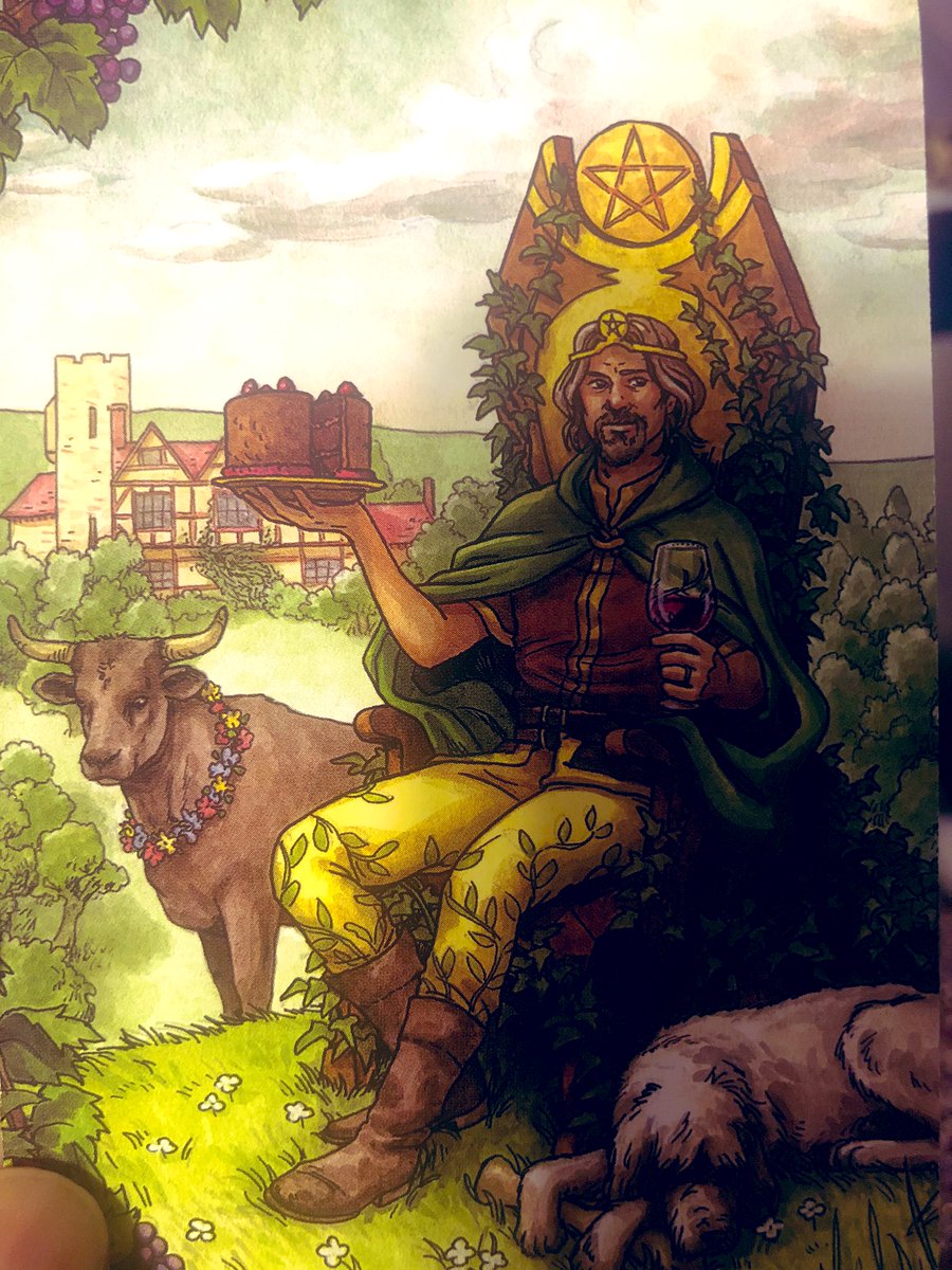 What to walk toward: the King of Pentacles This is Earth sign energy. Dependable & grounded. For this Full Moon in Taurus we even have a bull on the scene  Spend time in nature. Let the struggle go! Eat some cake you know when the Moon is in Taurus we want to eat everything!