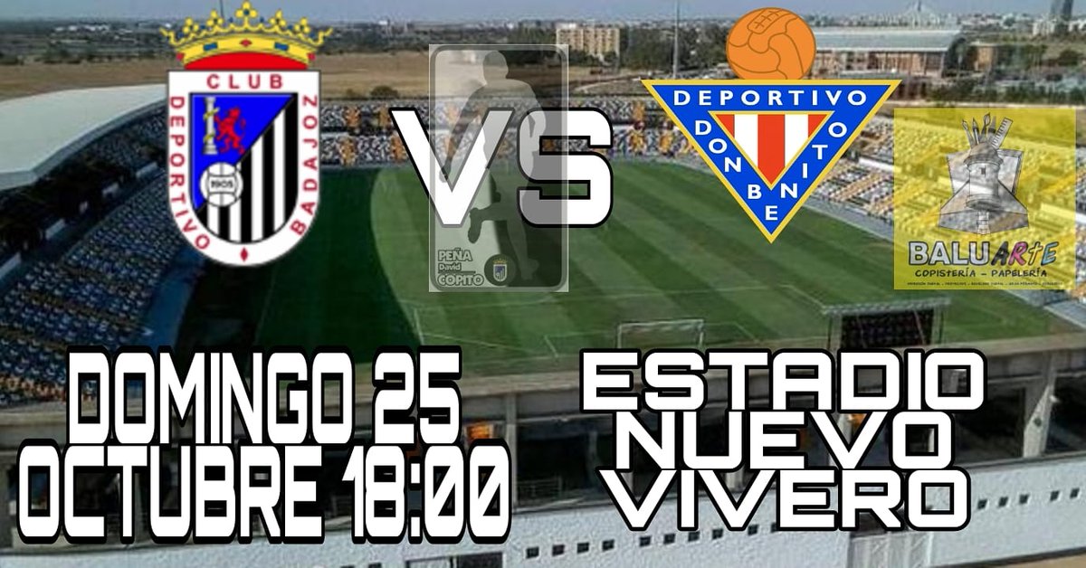 PByNDavidCopito's tweet image. ¡Volvemos al Vivero!, Volvemos a nuestra casa en la 2ª jornada de liga, que enfrentará al @CDBadajoz  con el @CDDonBenito1928 el Domingo 25 de Octubre a las 18h. 
Galardón @davidcopito al máximo goleador patrocinado por @CopisteBaluarte