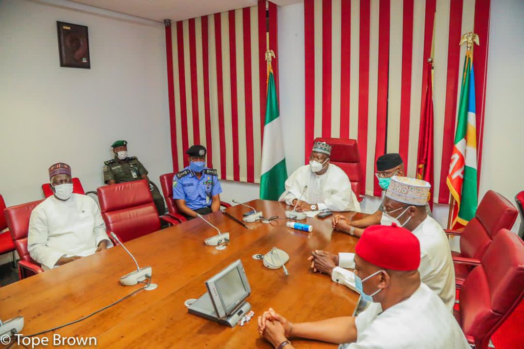 Earlier today, I led other principal officers of the Senate to receive security briefings from the Inspector-General of Police, Adamu Mohammed and the Director General of the Department of State Services, Yusuf Bichi on the protests being staged in some parts of the country.