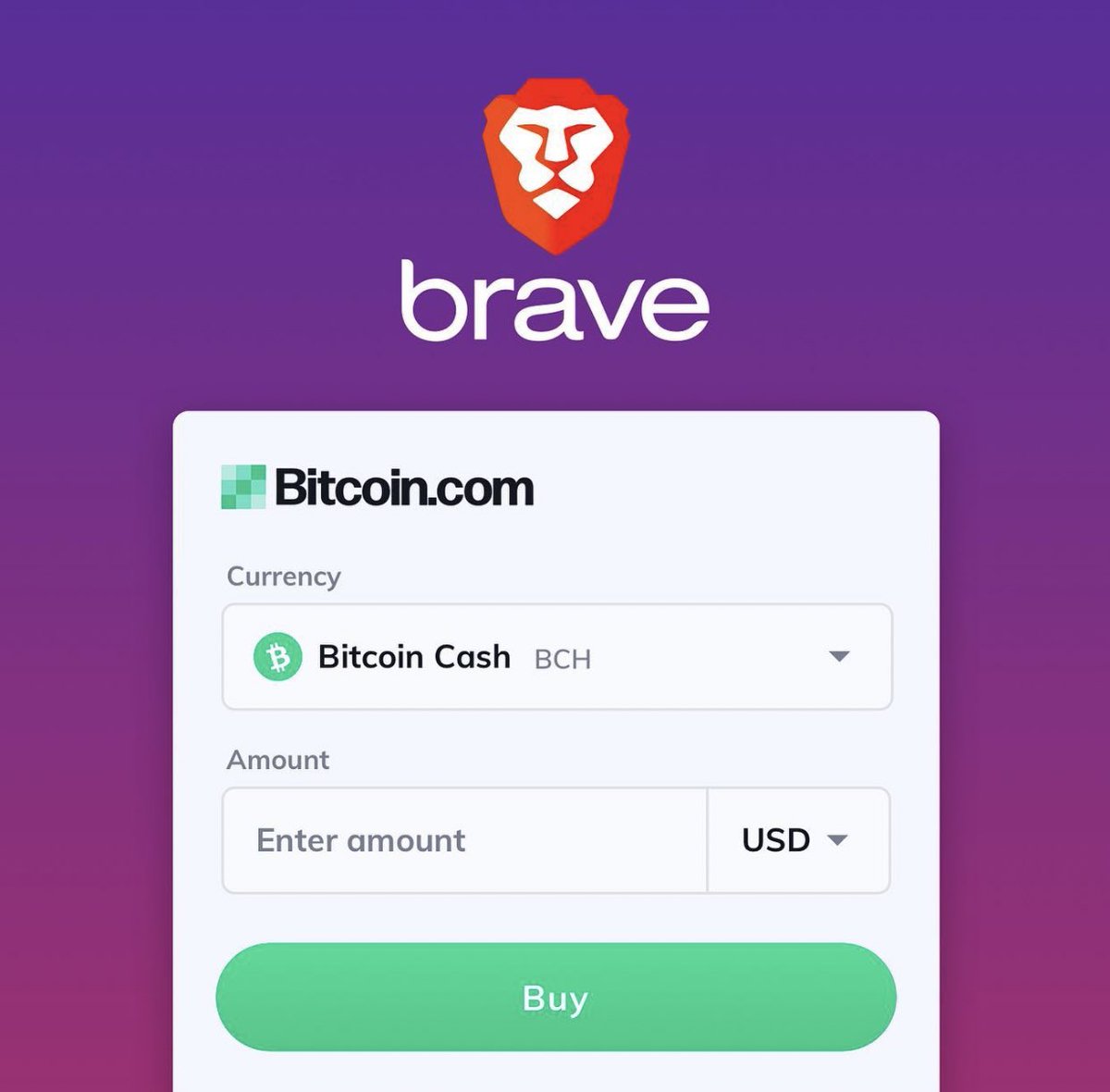 https://t.co/6EeRmpfaH7 has partnered with @brave to allow users to buy  Bitcoin Cash directly inside their privacy centric browser.