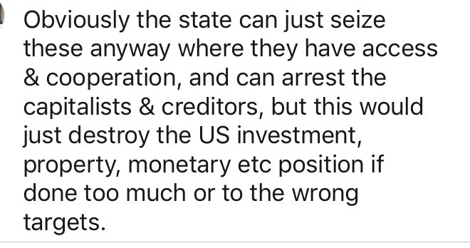 10. This leads us to a final point, namely, much of what SocDems discuss implies Or states that the state will tax, seize or nationalize these assets. But given the forgoing analysis it’s easy to see that that is basically meaningless—they’re not seizing Scrooge’s pools of gold