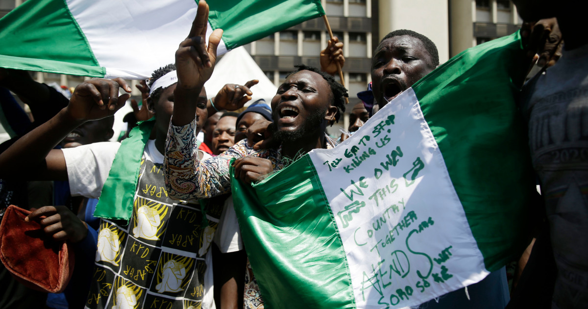 Waving flags, they sang Nigeria’s anthem. Then they were shot at. #EndSARS   protesters say they won't give up their fight against police brutality  https://aje.io/ek9s5 