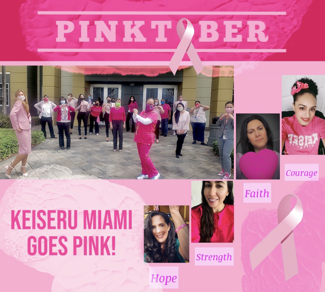 KeiserU's tweet photo. KeiserU #Miami goes Pink! 💖
October is #BreastCancerAwareness Month, and our campuses are marking #Pinktober in various ways, and #KeiserMiami went full Pink recently- even staff and faculty working remotely wore pink!
#KeiserCares #WearPink https://t.co/Nrv8xLclx2